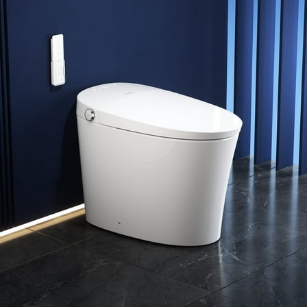 SR Sun Rise 410 x 690 mm White Bidet Toilet Seats with Adjustable Flow Rate，Digital Display & Auto Sterilization - Instant Heating Bidet, Seat Warmer