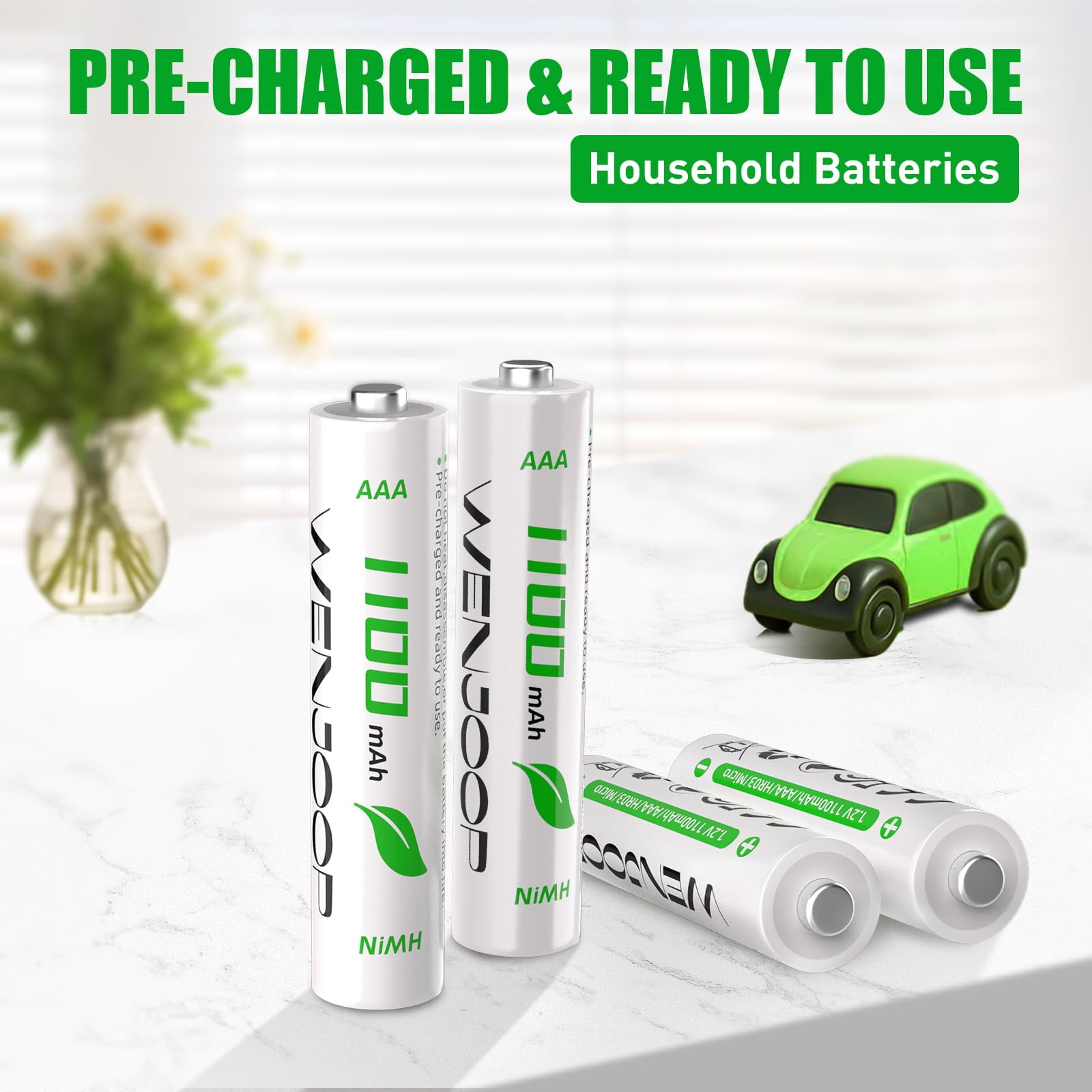 Rechargeable AAA Batteries , 1.2V NiMH 1100 mAh High