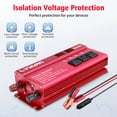 thumbnail image 2 of 1000W 2000W Peak Power Inverter DC 12V to AC 110V, 4 AC Outlets & 4 USB Ports, Modified Sine Wave Car Inverter for RV, Truck, Camping, Home Red, 2 of 11