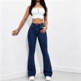 thumbnail image 2 of BODOAO Flare Jeans for Women High Waisted Denim Pants with Fitted Hip and Thigh Wide Flared Leg Classic Five Pocket Bell Bottom Silhouette Casual Everyday Jeans Dark Blue S, 2 of 7