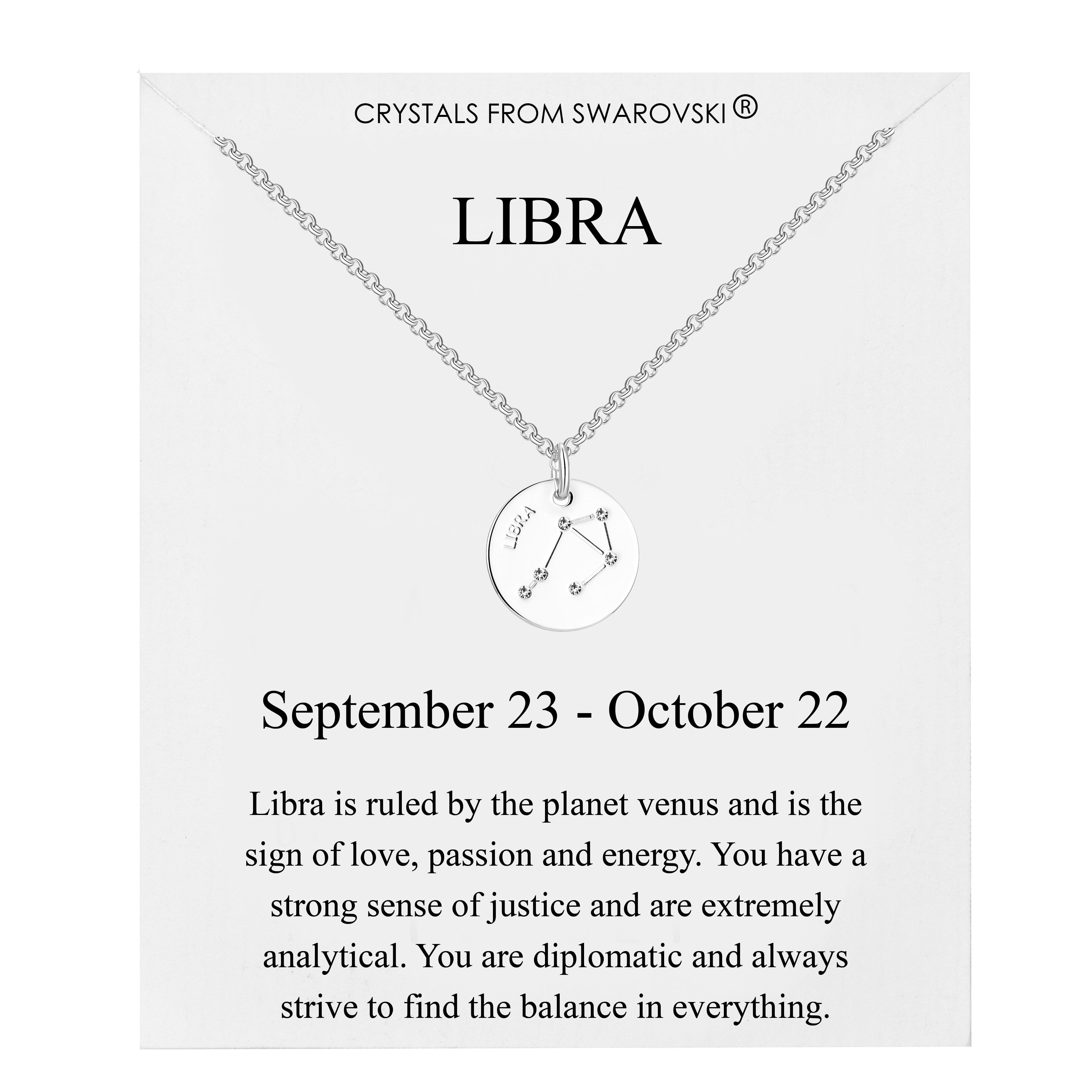 Libra Star Sign Disc Necklace Created with Zircondia® Crystals