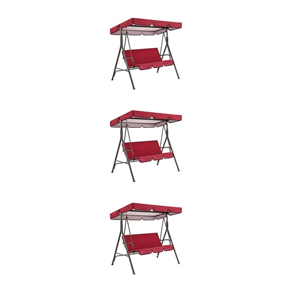 Billuyoard Columpio para 3 personas, cubierta de asiento superior, toldo para sombra de sol, patio, hamaca para césped, accesorios de toldo de Rojo 3piezas