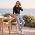 thumbnail image 3 of Womens 3/4 Sleeve Tops Casual Slim Fit Boat Neck T-Shirts Basic Spring Summer Tees XL, 3 of 6
