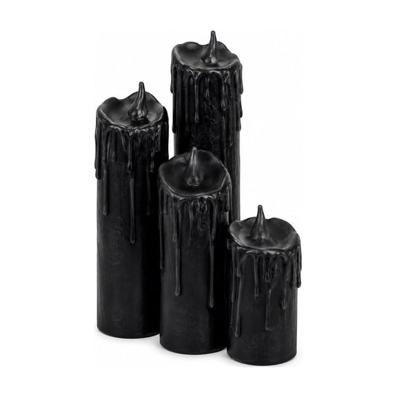 Halloween Faux Drip Candle Decor, Gothic Resin Candle Figurines, Black Halloween Tabletop Decorations for Mantel, Shelf, Home, Party Decor
