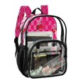 thumbnail image 2 of Large Clear PVC Backpack Heavy Duty See Through Backpack for Adults Work Travel, Checker Cherry Printed 12L, 2 of 8