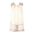 thumbnail image 4 of HUJlwoi Lounge Sets for Women Satin Silky Pjs Sets Sleeveless Tank Tops with Ruffle Shorts Sleepwear Matching Clothing Solid Color Pajama Sets, 4 of 6