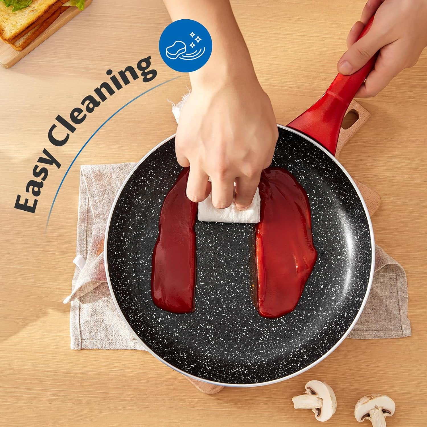 Nonstick Frying Pans Set 3 Piece, Skillets and Frying Pans 9.5, 11, 10.2 Inch, Dishwasher Safe Kitchen Cooking Pan, Non Stick Pan for induction cooktop, Omelette  Pan with Stay Cool Handle