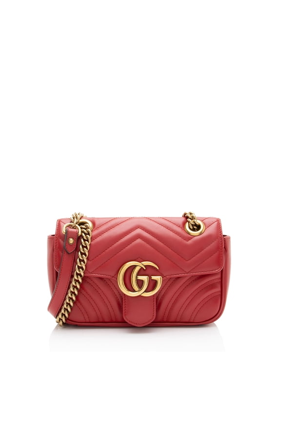 Pre-Owned Gucci Matelasse Leather GG Marmont Small Flap Bag