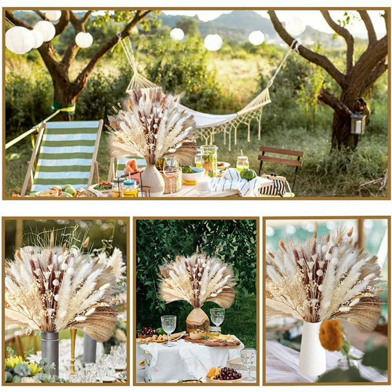 YOBEKI Mini Dried Flower Bouquet | Small Milk Bottle Arrangement | Table  Decoration | letterbox Gift | Pampas | Bunny Tails | Boho Cake Flowers  (Style