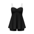 thumbnail image 4 of cfhntfmh Tankini Swimsuits for Women Flowy Rash Guard Swimwear with Boyshorts Color Block Two Piece Push up Swimsuit, 4 of 7