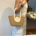 thumbnail image 6 of Women Cotton Large Tote Bag Beach Handbag Summer Woven Handmade Travel Purse - style3;, 6 of 6