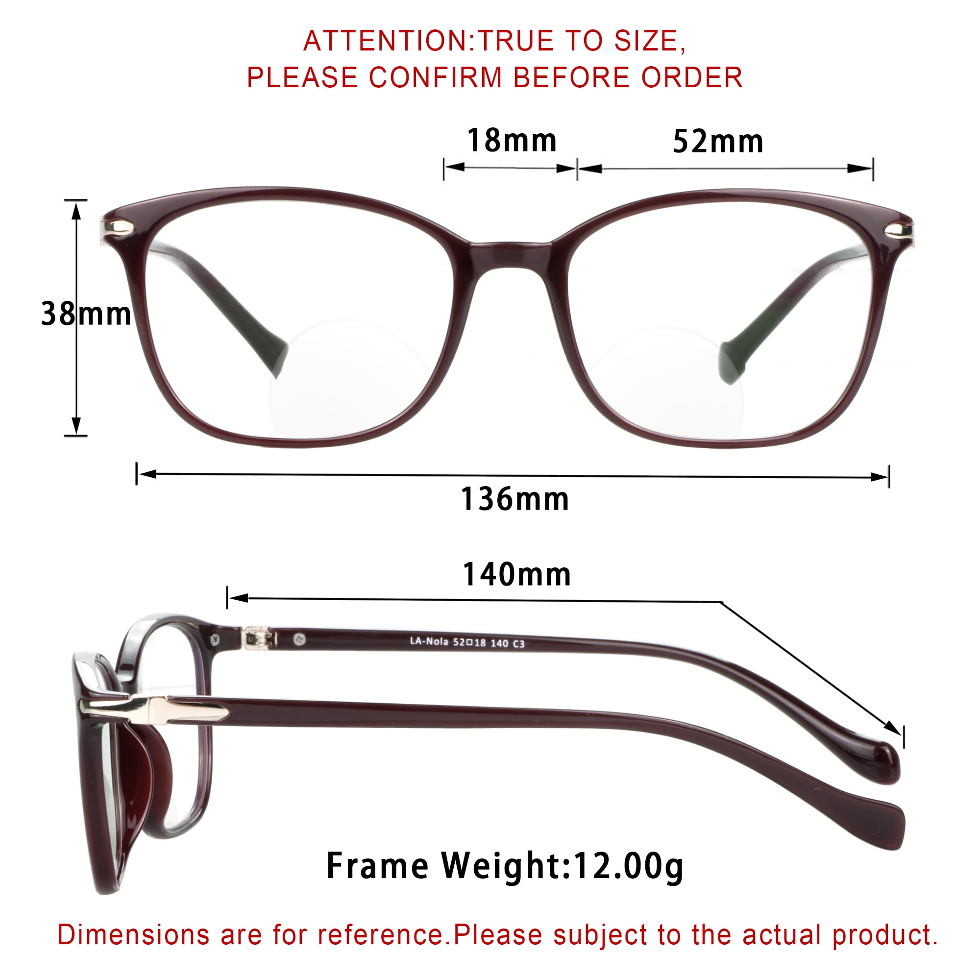 LifeArt Bifocal Reading Glasses with Round Lenses, Blue Light Blocking Glasses for Women Men, Anti Glare, Reduce Eyestrain (Red,+0.00/+1.25 Magnification)