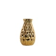 thumbnail image 1 of Vase Rond en Céramique avec Motif Ondulé Gaufré Fini Chrome Doré, 1 of 2