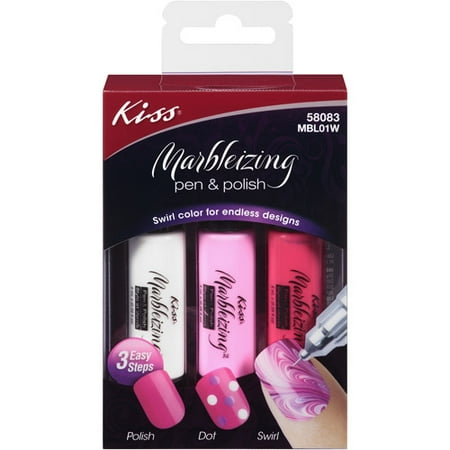 Kiss Marbleizing Pen & Polish Nail Art Kit, 3 pc