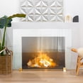 thumbnail image 5 of Barton Premium Tempered Glass Fireplace Screen, 46" x 33" Glass, Clear Glass, Gold Base, Freestanding Cover, Decorative Spark Guard Gate, 5 of 5