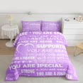 thumbnail image 4 of Manfei Kids Princess Queen Comforter Set, Dreamy Purple Cartoon Bedding Sets, Positive Thoughts Reversible Bedding Comforter Set, Luxury Bedroom Decor, 3 Pieces, 4 of 9