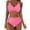 Pink, variant on Kukoosong Women's High Waist Bikini Sets with Push Up Padded Bralette and Spaghetti Straps Solid Color Swimsuit for Beach and Pool