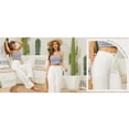 thumbnail image 6 of PUWEI Women's Cotton Linen Casual Pants Button up High Waist Wide Leg Trousers with Pockets, 6 of 7