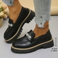 thumbnail image 2 of Xfvqtps Leather Loafers for Women Matte Finish Slip on Flats Rhinestone Buckle Shoes Chunky Sole Comfort Shoes for Women Round Toe Casual Flats Black, 2 of 9
