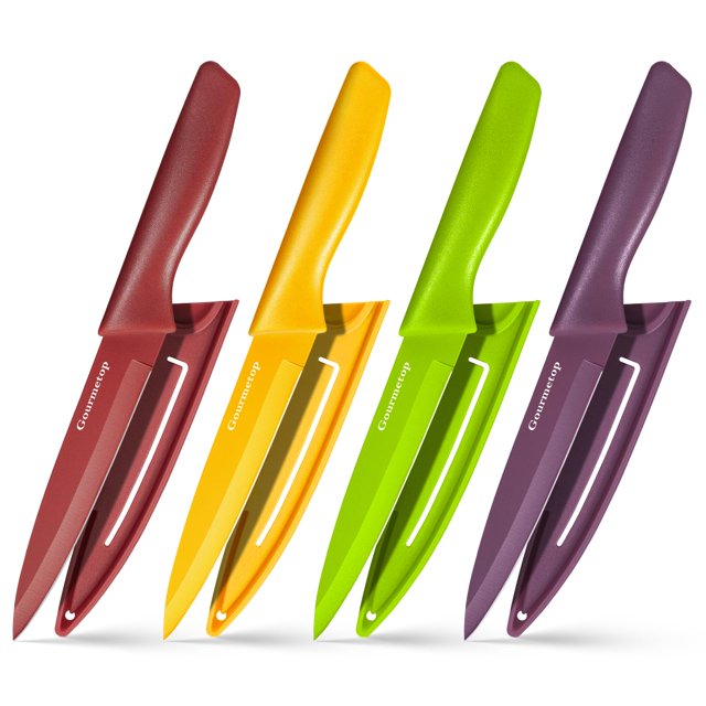 Juego de cuchillos peladores Gourmetop de 4 piezas, 9,7 cm, acero inoxidable