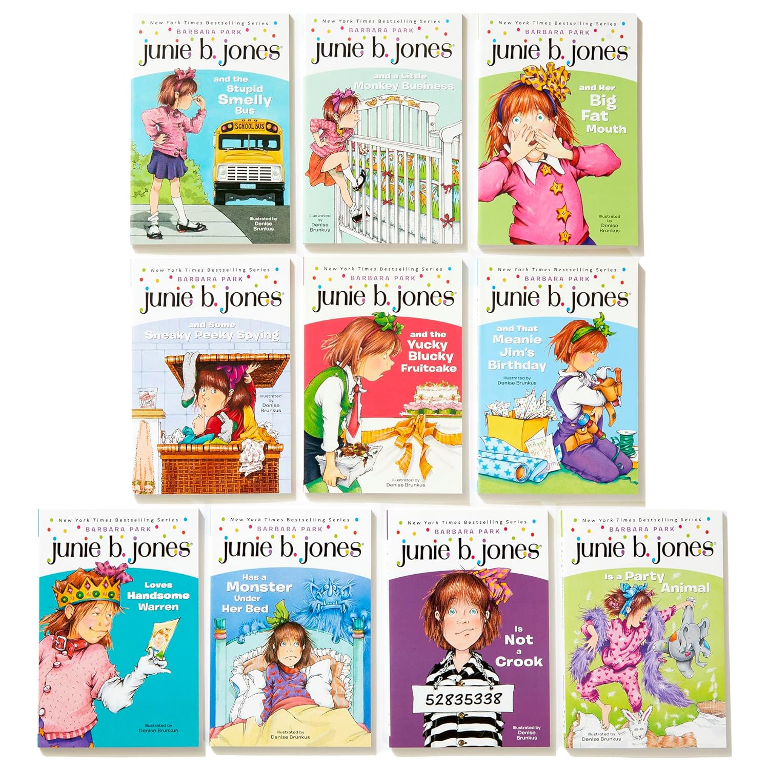Junie B Jones Gift Set – Boxed Book Set by Barbara Park (Book 1–10); Top-Secret, Personal Beeswax: Journal by Junie B. (and Me!); Character Doll, and Activity Booklet (Growing Up, Funny, Adventures)