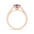 thumbnail image 2 of ANGARA Natural Tapered Shank Amethyst Solitaire Ring with Diamonds in 14K Rose Gold for Women (Size-6mm) | February Birthstone, Birthday, Anniversary, Jewelry Gift for Women | Natural Amethyst Ring, 2 of 9