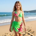 thumbnail image 4 of Ymyiu Girls Bikini Girls Swimsuit Double Strap High Waist Sporty Bikini Swimsuits Swim Cover Up Skirt 3 Piece Set Size 7-8 Years (Green,7-8 Years), 4 of 4