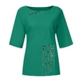 thumbnail image 4 of Chandail à Manches Courtes pour Femmes, Chemise Ample à Fleurs, Blouse Imprimée, Tee-Shirt Extensible, Col Roulé, Manches Longues, 4 of 5