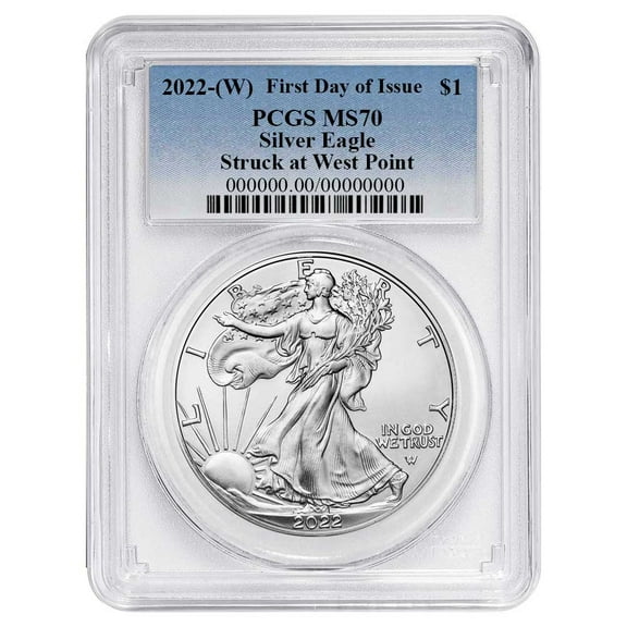 2022 (W) $1 American Silver Eagle PCGS MS70 FDOI Blue Label
