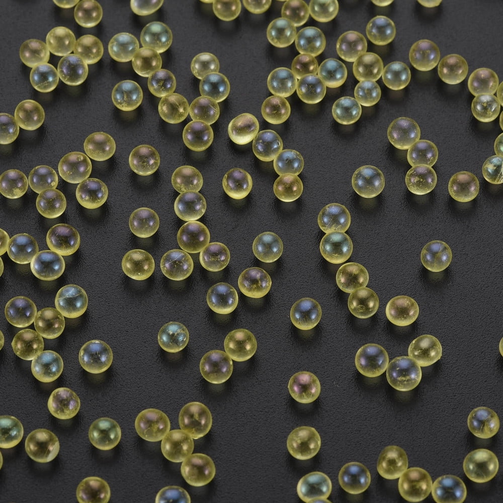DIY Nail Art Decoration Mini Glass Beads Tiny Caviar Nail Beads AB Color Plated Round No Hole Yellow 3.5mm 450g/bag