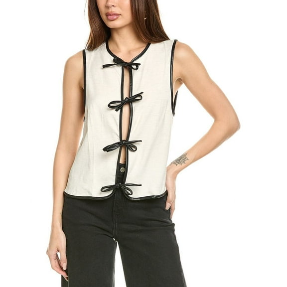 WeWoreWhat womens Tie-Front Linen-Blend Vest, xs, White