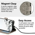 thumbnail image 3 of Mandala Case for Samsung Galaxy A51 4G, Premium Leather Flip Wallet Card Slots Magnetic Stand Protective Cover Ultra Slim Case with Lanyard, Embossed Flip Cover-Gray, 3 of 14
