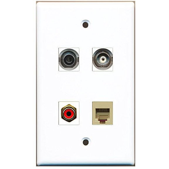 RiteAV - 1 Port RCA Red 1 Port Phone RJ11 RJ12 Beige 1 Port 3.5mm 1 Port BNC Wall Plate