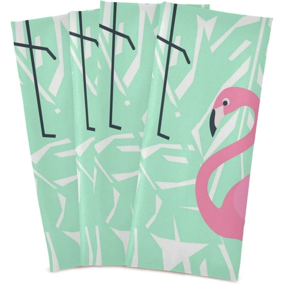 Coolnut Flamingo Kitchen Dish Towel Set of 4, Super Absorbent Soft Drying Cloth Tea Bar Towels, 28 x 18 Inch