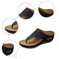 thumbnail image 5 of Rokment Women's Beach Orthopedic Wedges Flip Flops Summer Fashion Comfortable Leather Arch Support Platform Thongs Slip on Dress Walking Slides Sandals for Woman Black Size 6, 5 of 7