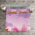 thumbnail image 3 of Ambesonne Retro Quilted Bedspread Set 3 Pcs, Cartoon Candy Land, Queen Size, Multicolor, 3 of 3