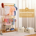 thumbnail image 5 of VigorPro Bamboo Closet Organizer, Freestanding Clothing Rack with Adjustable Hanging Rods & 2 Storage Baskets  for Children's Bedroom, 5 of 8
