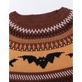thumbnail image 2 of Cogild Women's Halloween Fair Isle Sweater - Vintage Bat Pattern Brown Knit Pullover, Cozy Fall & Spooky Season Outfit, 2 of 7