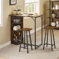 thumbnail image 4 of Eastvita Rustic Brown 3-Piece Bar Table/Chairs Set Space-Saving Dining Table with Storage Shelves/Square Bar Table with 2 Bar Stools for Kitchen Breakfast/Living Room/Party Room, 4 of 9