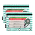 thumbnail image 2 of Dailycode 2 Pack Pencil Pouch for 3 Ring Binder Smooth Zipper Folders with Pockets Clear Window Pencil Case, Teal White Stripe, 2 of 6