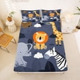 thumbnail image 5 of Erosebridal Lions Giraffe Elephant Bed Sheets,Jungle Animals King Sheets For Boys 4 Pieces, 5 of 6