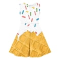 thumbnail image 4 of Einccm Girls Summer Sleeveless Dress - Ice Cream Print Round Neck A-Line Sundress, Color-Block Geometric Pattern Casual Party Skirt for Kids Age 3-14 Years, 4 of 7