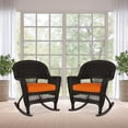 thumbnail image 2 of Pemberly Row Wicker Rocker Chair in Black with Orange Cushion (Set of 2), 2 of 9