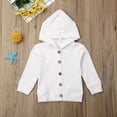 thumbnail image 2 of Inafnt Baby Girl Boy Knitted Cotton Coats Knit Sweaters Cardigan Tops Warm Fall Clothes Solid Long Sleeve Hooded Jackets 0-24M, 2 of 4