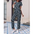 thumbnail image 4 of Ekouaer 2 Pack Pajamas for Women Set Short Sleeve Sleepwear Top and Pants Pjs Soft Printed Lounge Sets with Pockets, 4 of 6