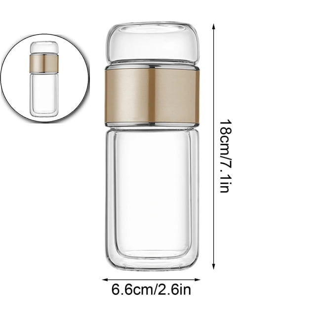 Glass Infuser, 3-in-1 Design Glass Infuser Built-in Filter Tea Infuser, Double-Layer Tea-Leaf Separation Tea Maker with Filter, Used for Tea and Other Drinks