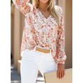 thumbnail image 4 of Weardear Women Casual Boho Blouse V Neck Floral Print Tops Long Sleeve Loose Fit Shirts, 4 of 7