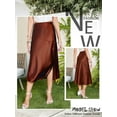 thumbnail image 7 of Nlife Women High Waist Silk Satin Side Split Midi Skirt, 7 of 7