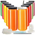 thumbnail image 1 of Botellas de jugo Ruckae de vidrio, 480 ml, paquete de 10 con tapas y pajitas, 1 of 6