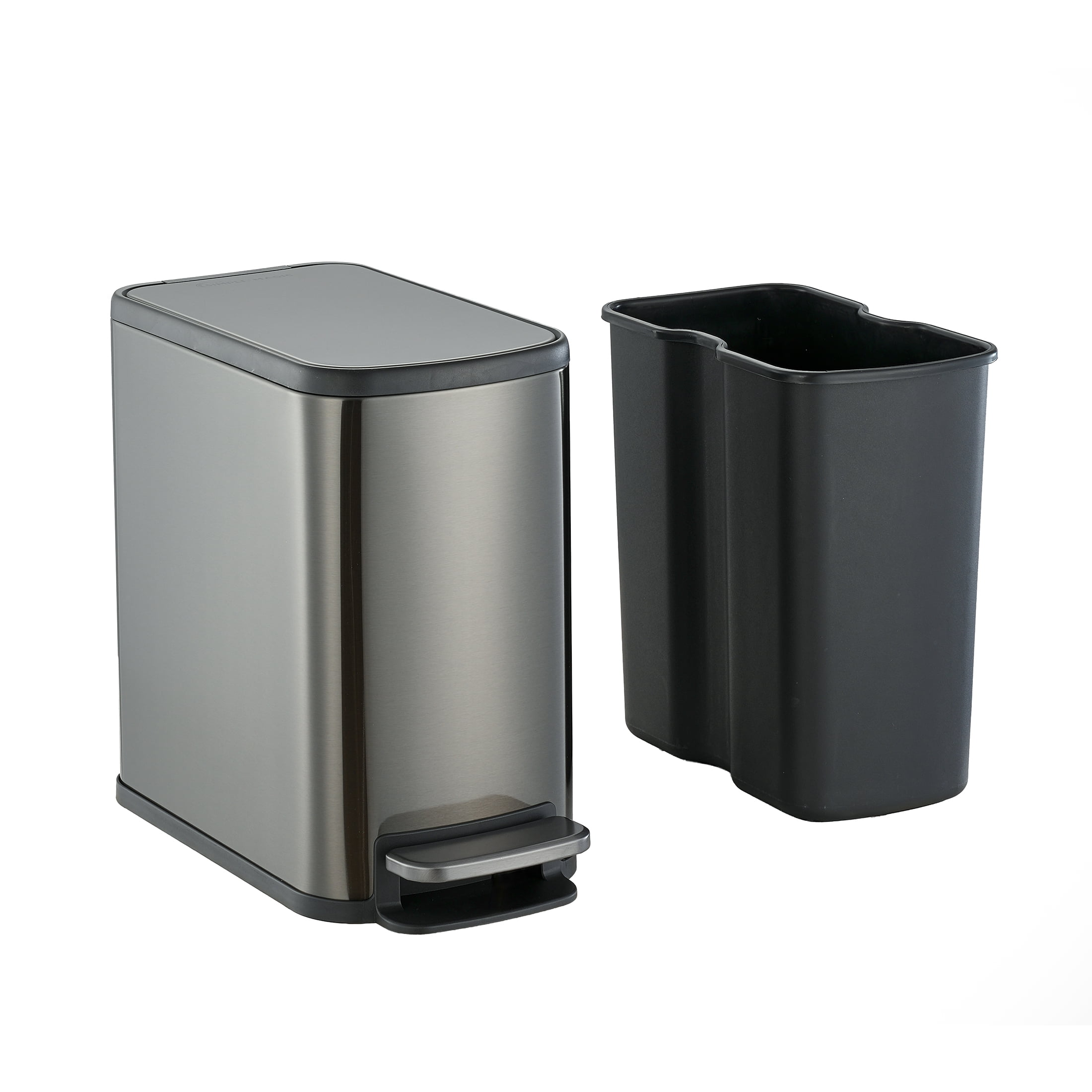 Simpli-Magic Bathroom Trash Can, 1.6 Gallon Stainless Steel Soft Close Step Garbage Bin with Infinity Edge Lid, Gunmetal